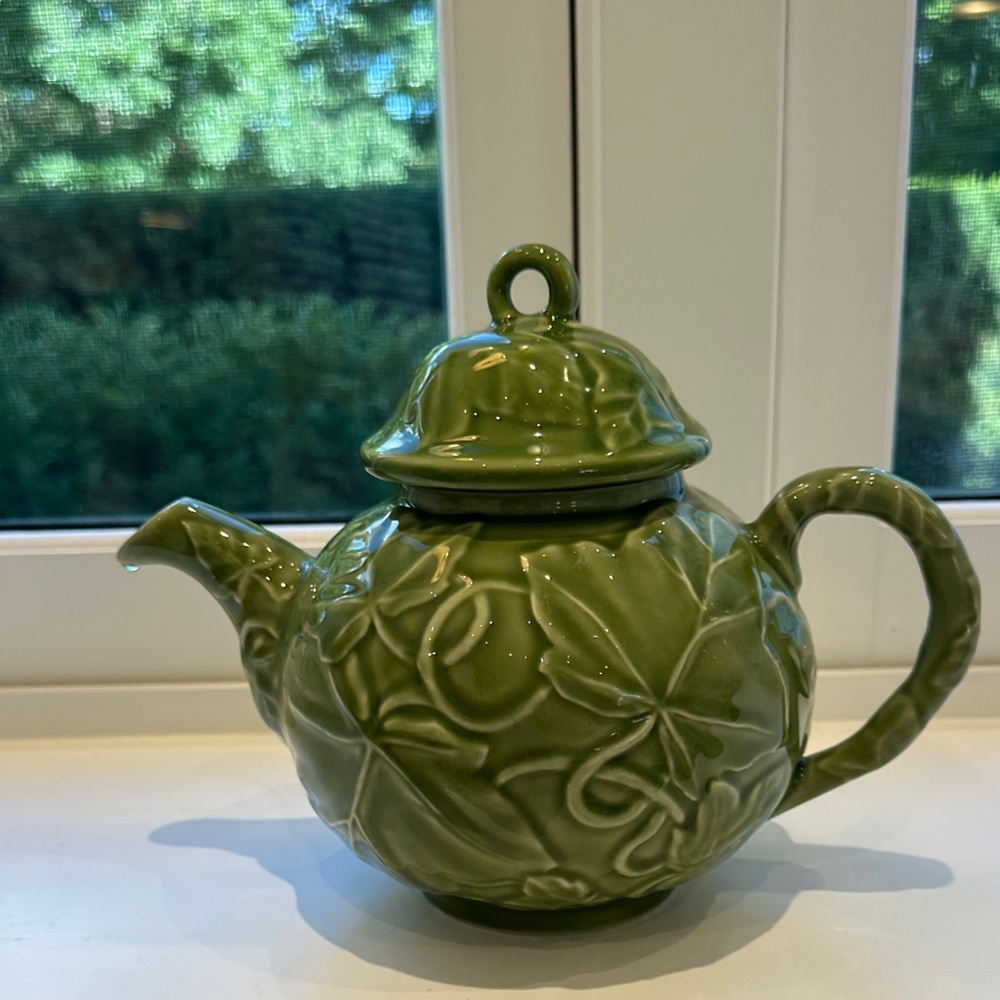 Vintage Franciscan Ivy Embossed Bright Green Teapot Portugal 4 Cups - Picture 5 of 16
